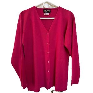 VTG Elizabeth 100% Cashmere Cardigan Sweater-Hot Pink-Size S-Barbie Quiet Luxury